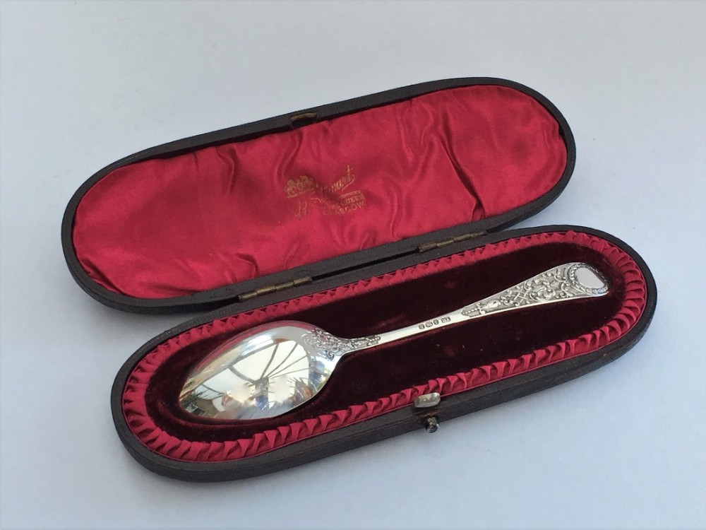 A lovely Victorian silver boxed christening spoon