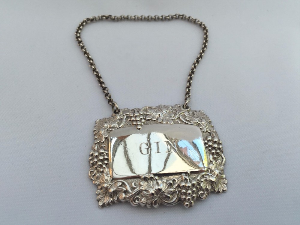 A handsome Victorian Gin Decanter Label