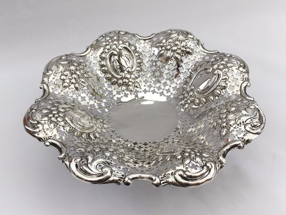 A fabulous small Victorian silver pedestal fruit bowl.
