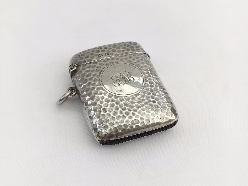 An unusual Arts and crafts Edwardian silver vesta.