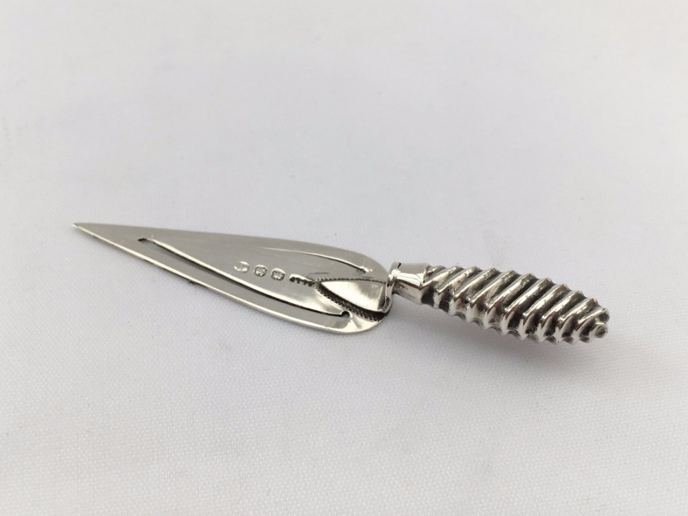 A handsome Victorian all silver 'trowel' bookmark.