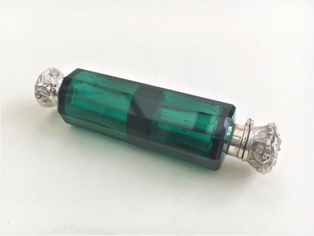 A fabulous Victorian silver mounted double ended scent bottle.