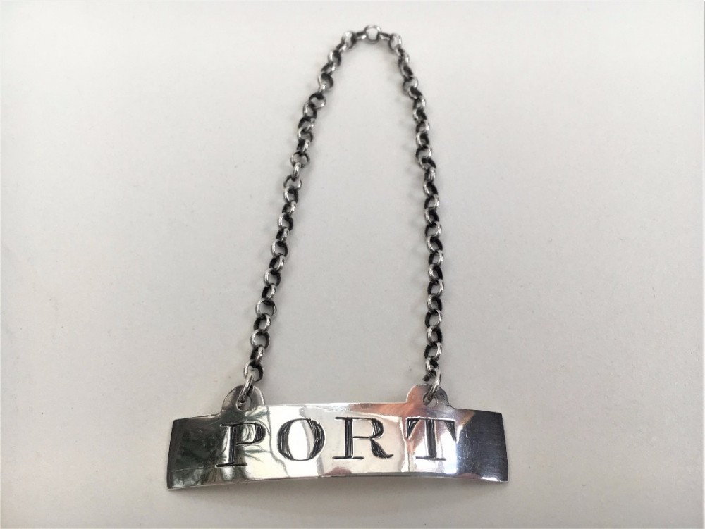 A rare Newcastle Georgian silver Port label.
