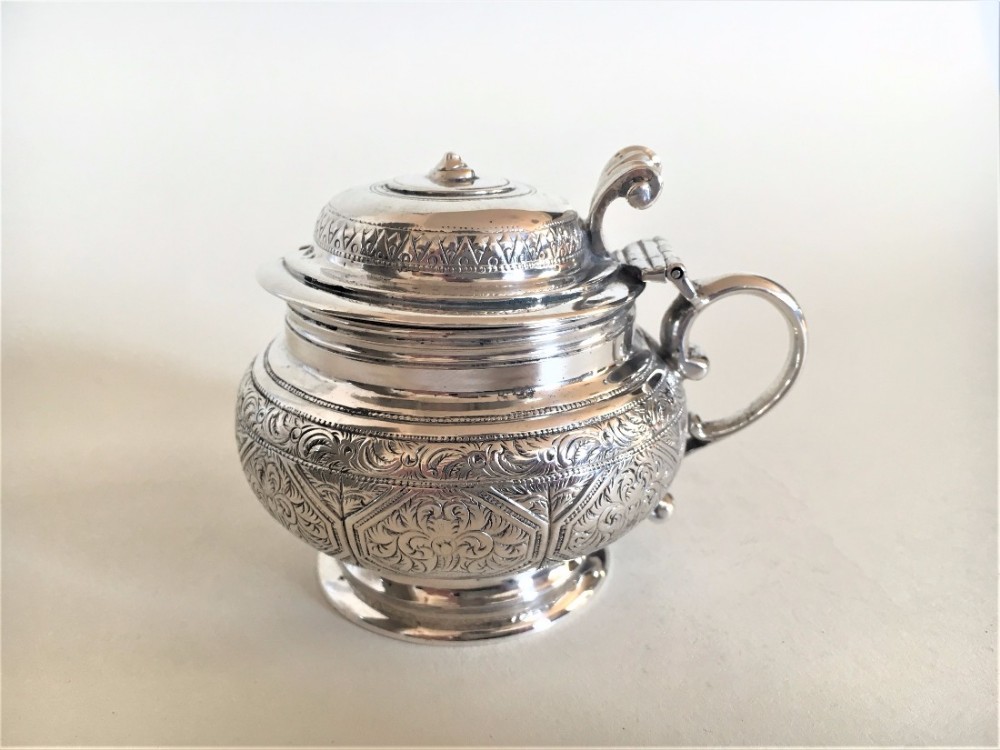 A splendid George Fox Victorian silver mustard pot.