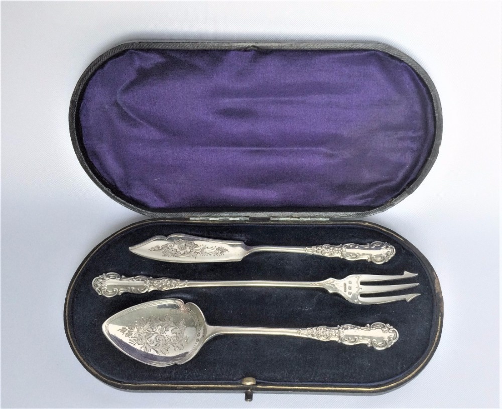 A boxed Edwardian silver afternoon tea set.