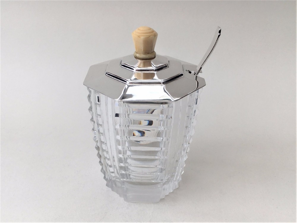 A fabulous Art Deco Silver preserve jar.