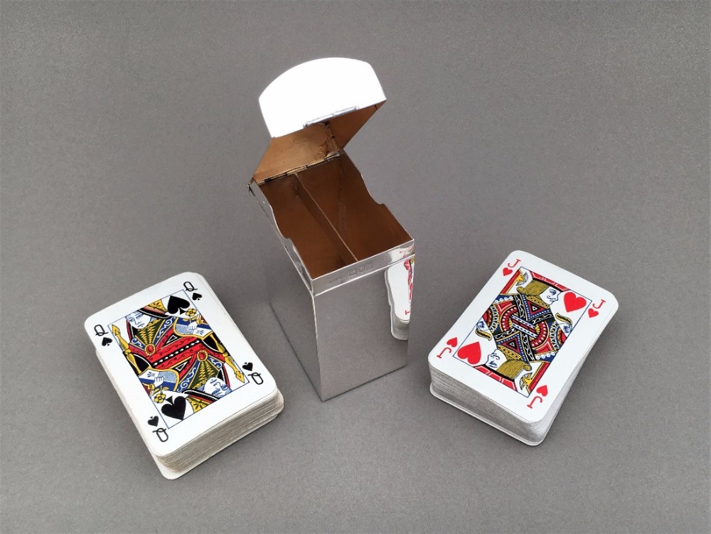 A Fabulous Edwardian Silver Playing Card Box.