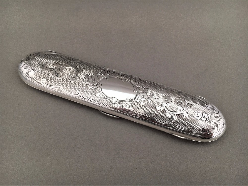 An exquisite Victorian Chester silver lorgnette or glasses case.