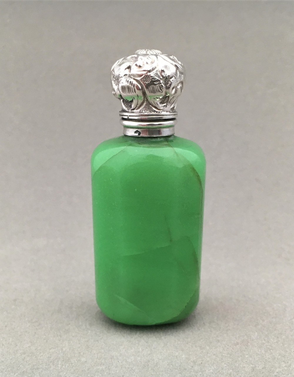 A lovely Victorian Silver and Jade scent bottle.