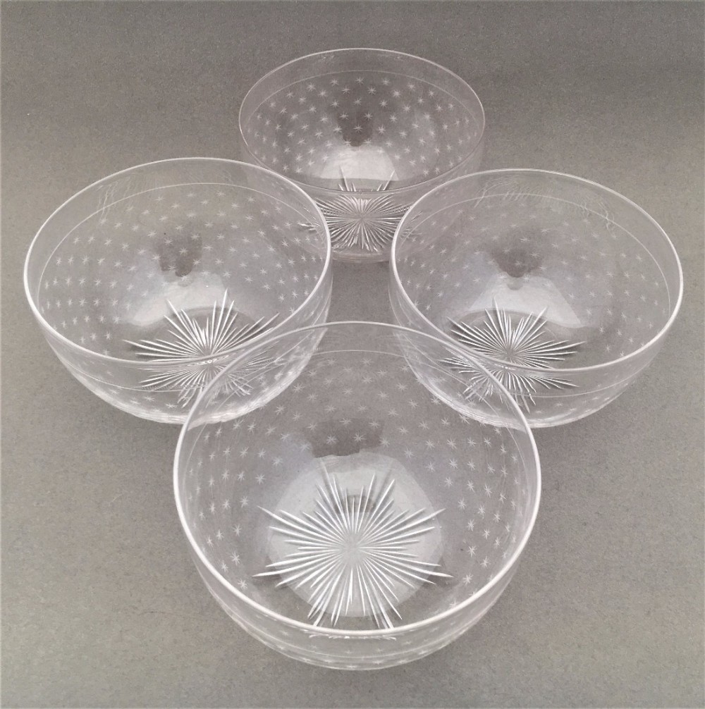 A matching set of Victorian star etched finger bowls.
