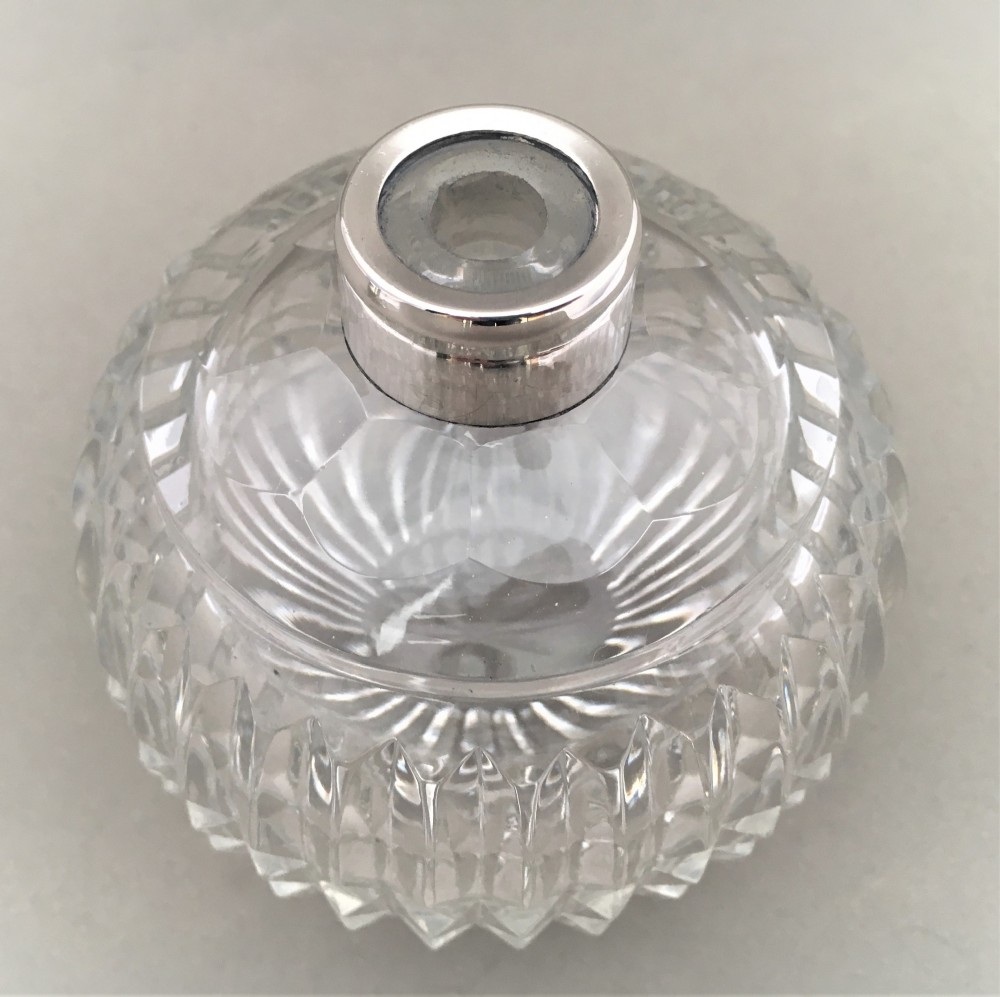 A fabulous silver and GUILLOCHE ENAMEL scent bottle. View IX