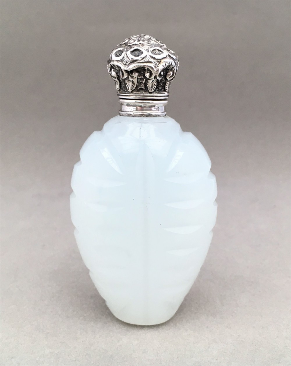 A Silver mounted Victorian opaline glass Scent bottle
