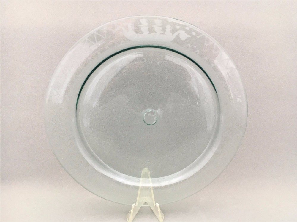 A pair of Victorian Etched Glass plates View III