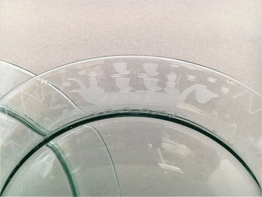 A pair of Victorian Etched Glass plates View IV