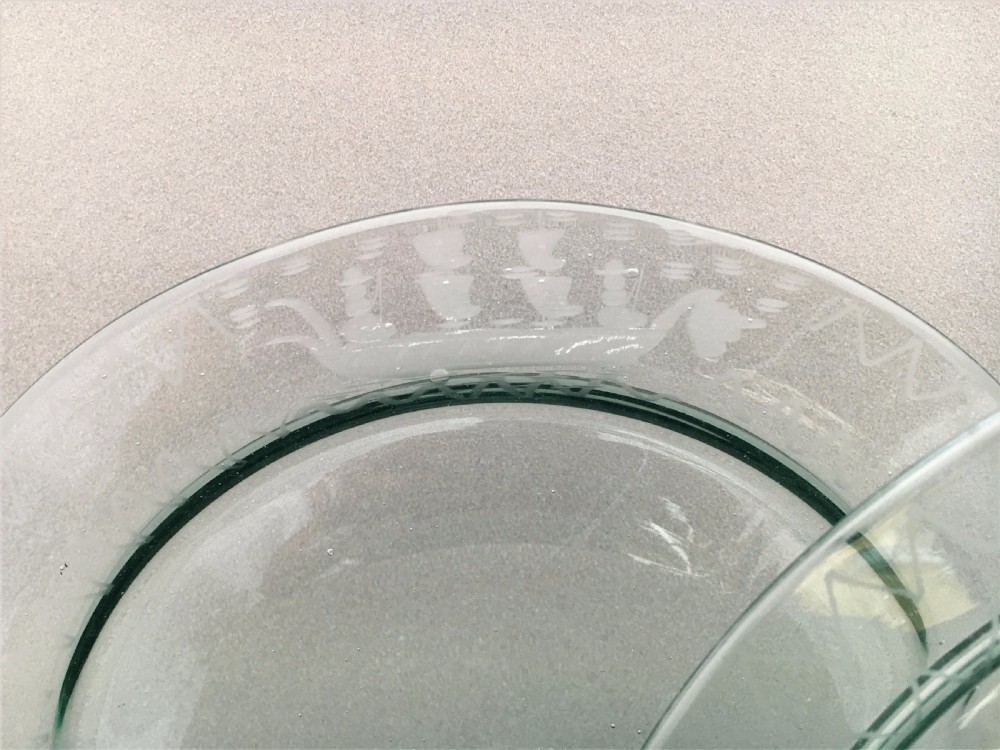 A pair of Victorian Etched Glass plates View V