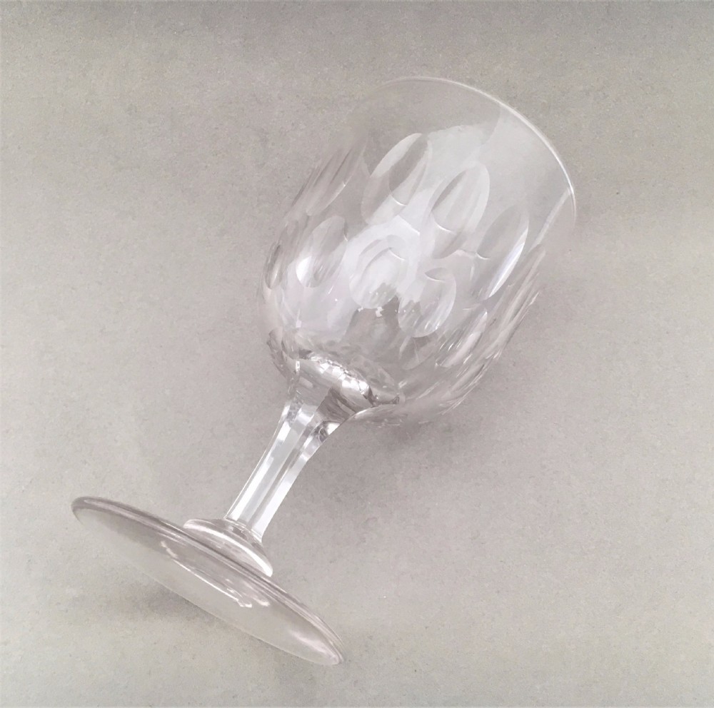 A handsome Victorian thumbnail cut large wine goblet View III