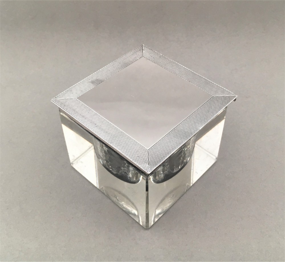 A handsome Art Deco silver mounted inkwell