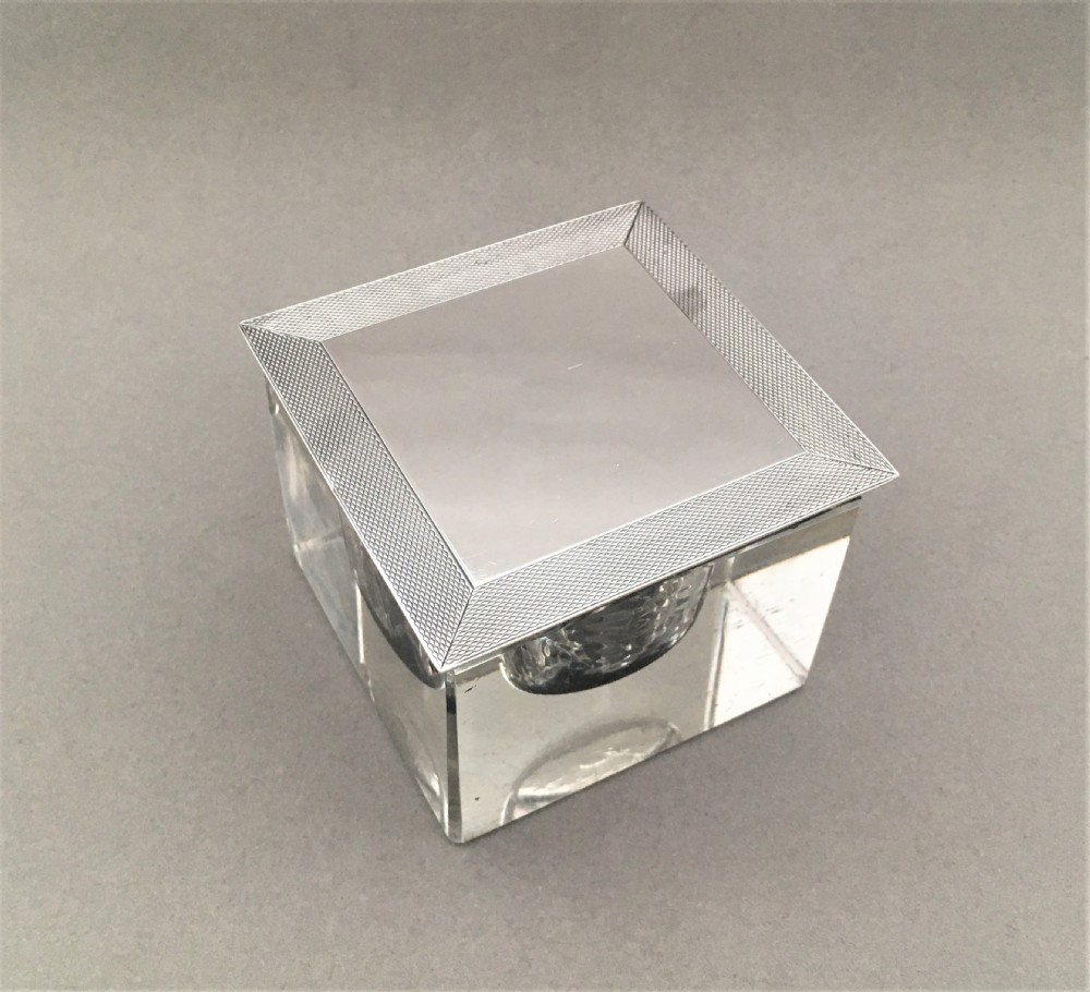 A handsome Art Deco silver mounted inkwell View II