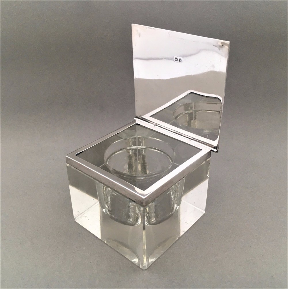 A handsome Art Deco silver mounted inkwell View III