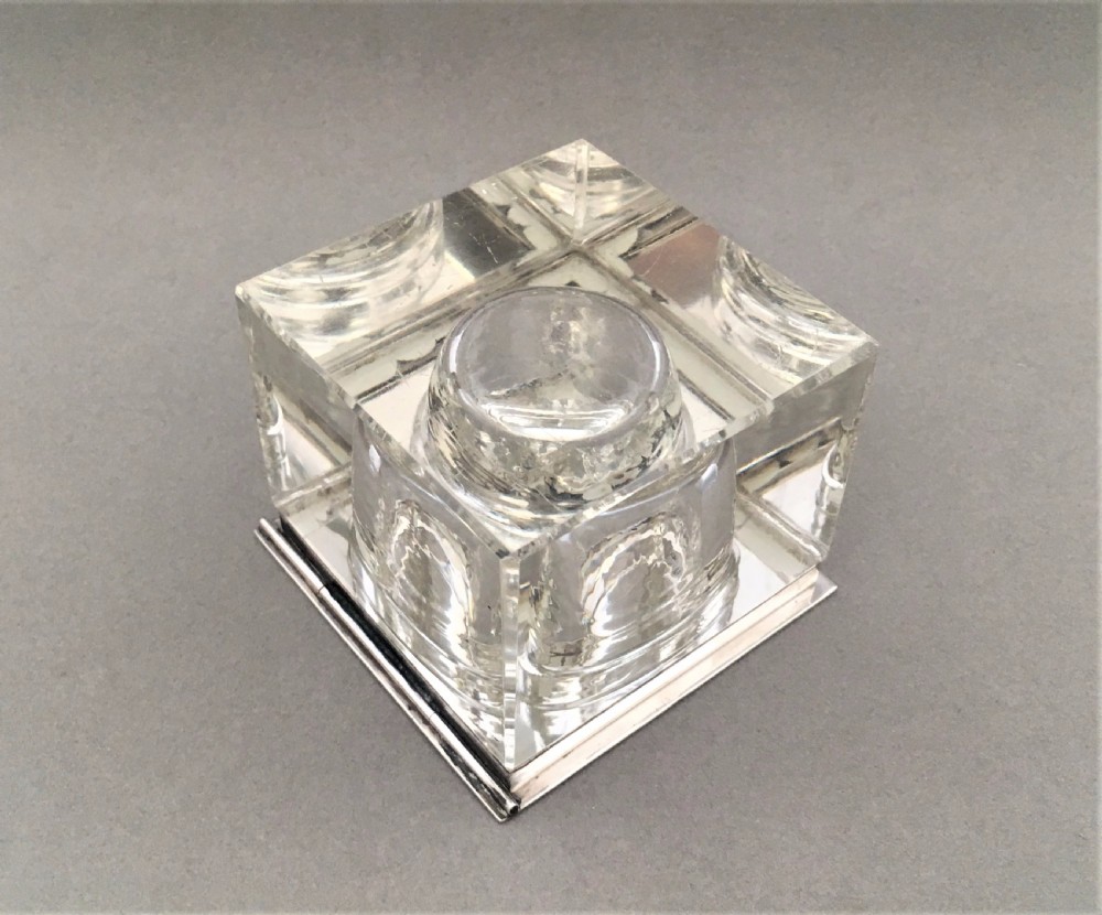 A handsome Art Deco silver mounted inkwell View V