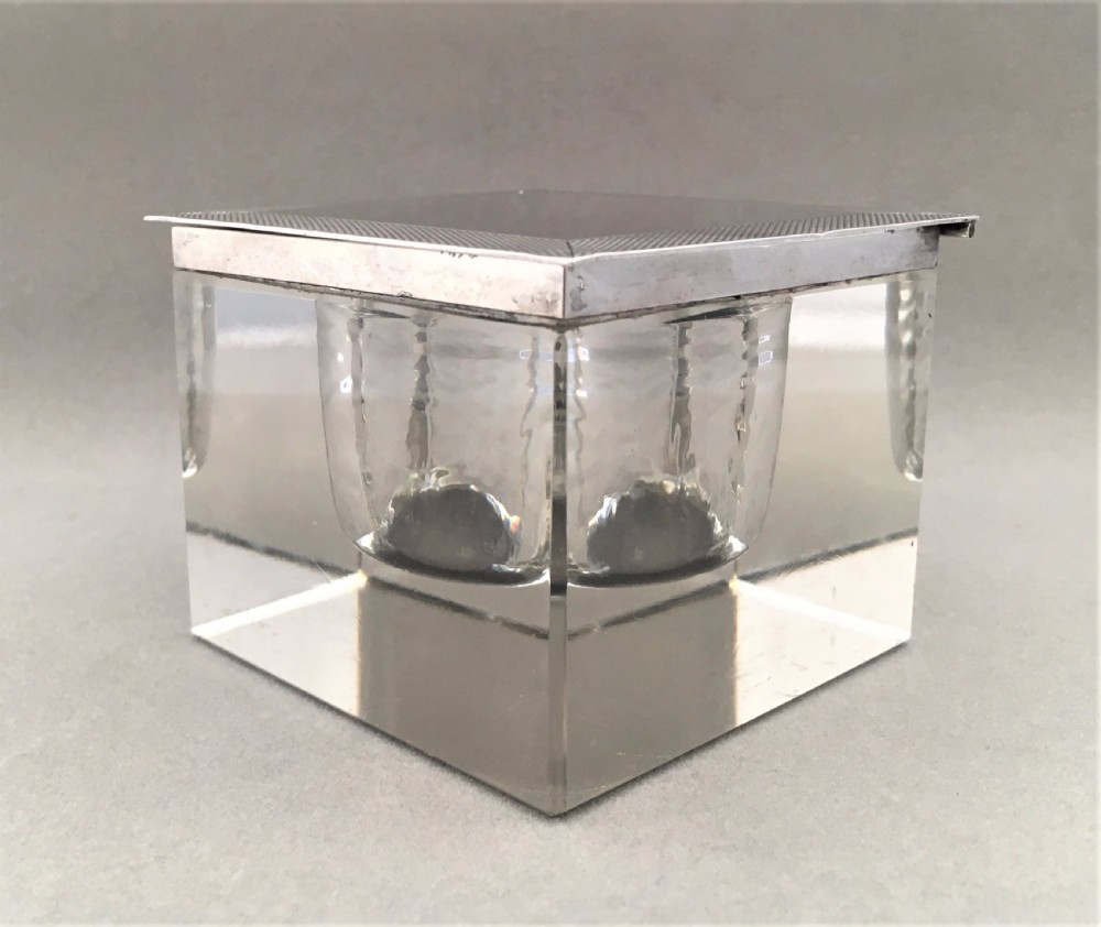 A handsome Art Deco silver mounted inkwell View VI