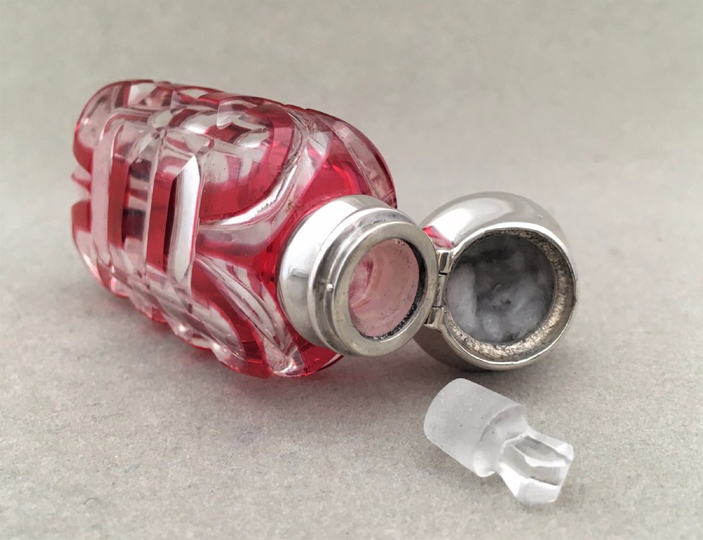 A Victorian silver mounted cranberry scent bottle View IV