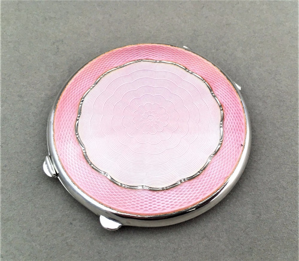 A Stunning silver & guilloche enamel compact