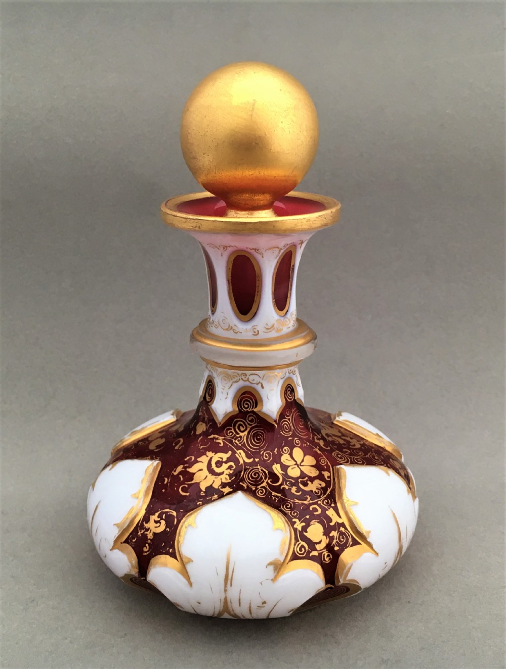 A superb bohemian overlay glass scent bottle