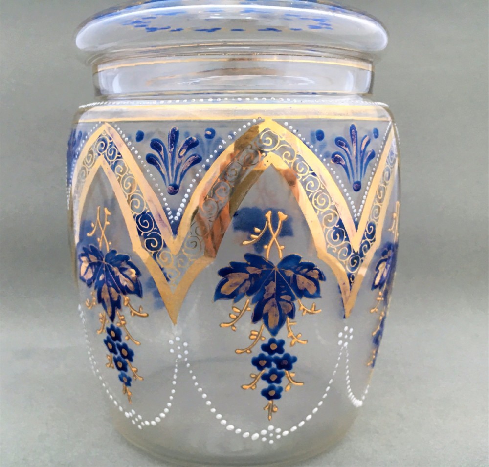 A wonderful Victorian glass biscuit barrel View III