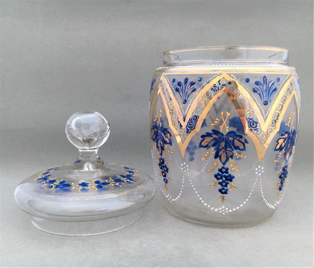 A wonderful Victorian glass biscuit barrel View IV