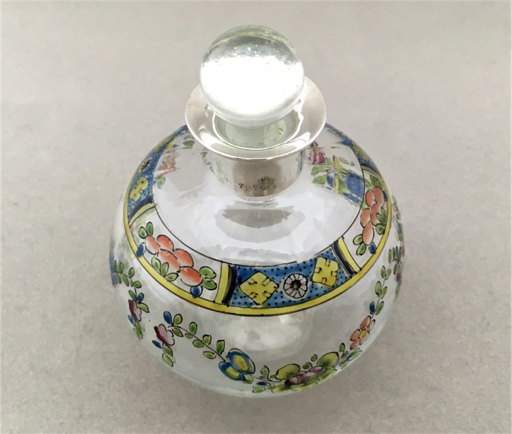 A gorgeous silver mounted & enamel painted scent bottle View IV