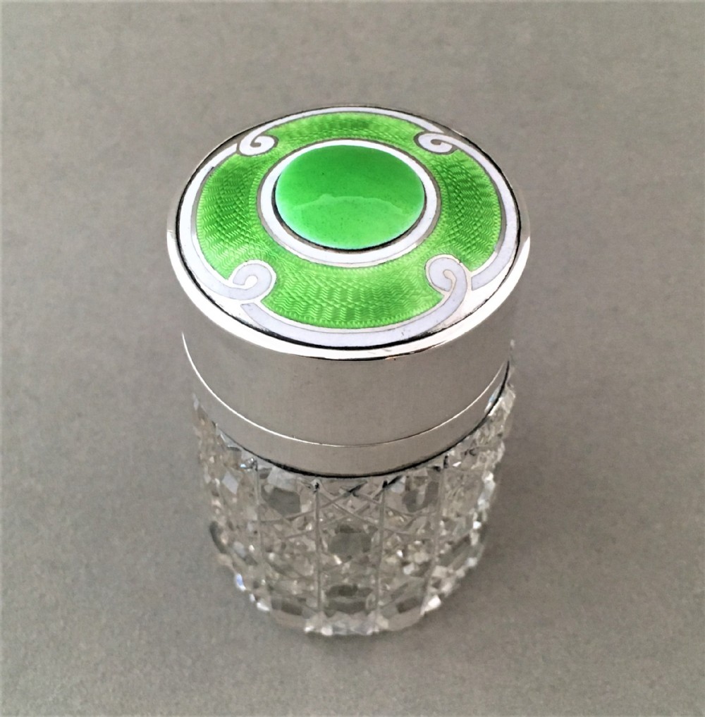 A Fabulous SILVER AND GUILLOCHE ENAMEL scent bottle