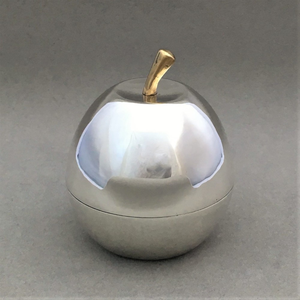 An unusual silver apple trinket pot