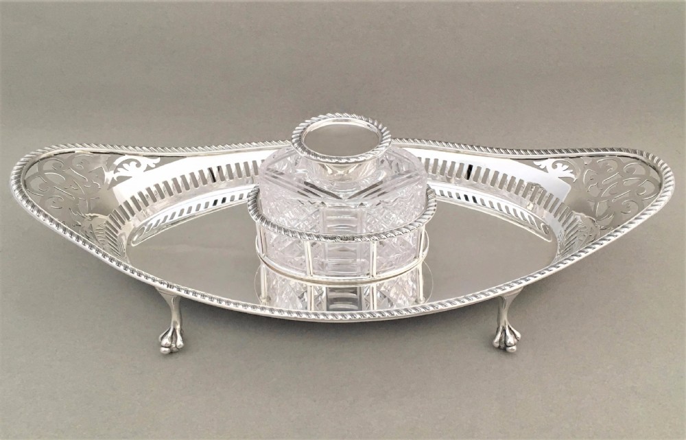 A stunning Edwardian silver inkwell & inkstand
