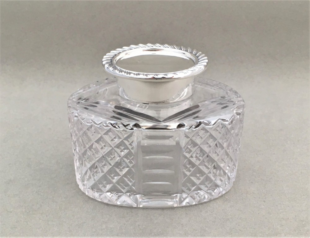 A stunning Edwardian silver inkwell & inkstand View IX