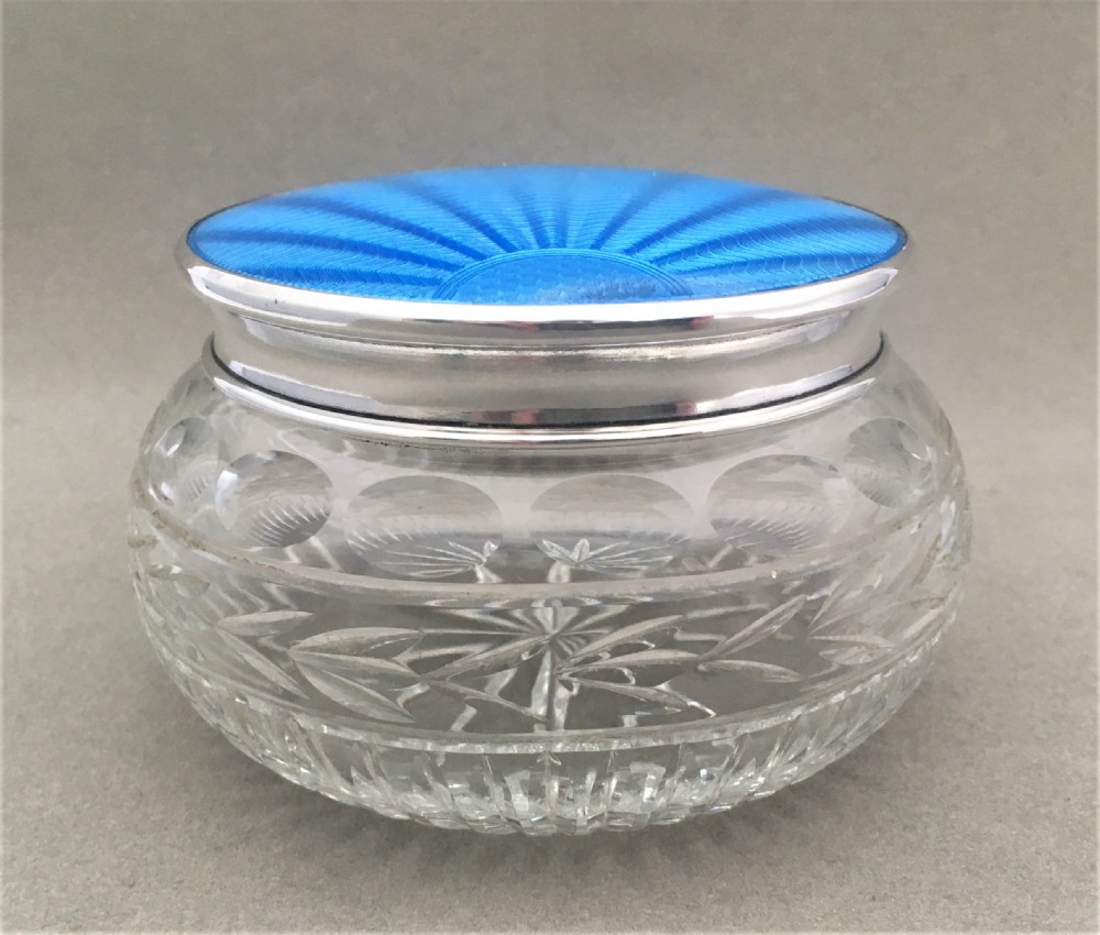 A charming silver & guilloche enamel trinket pot View II