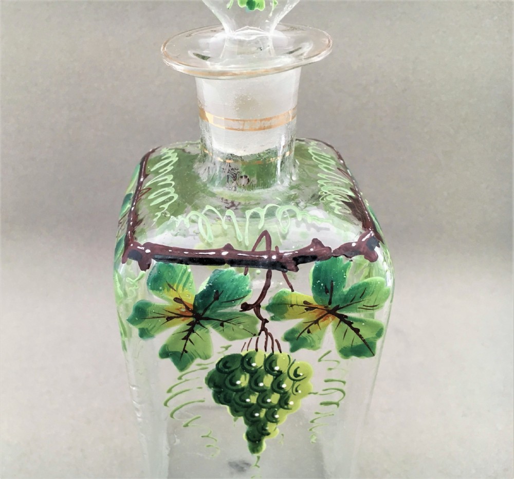 A lovely enamel painted Victorian liqueur decanter View IV