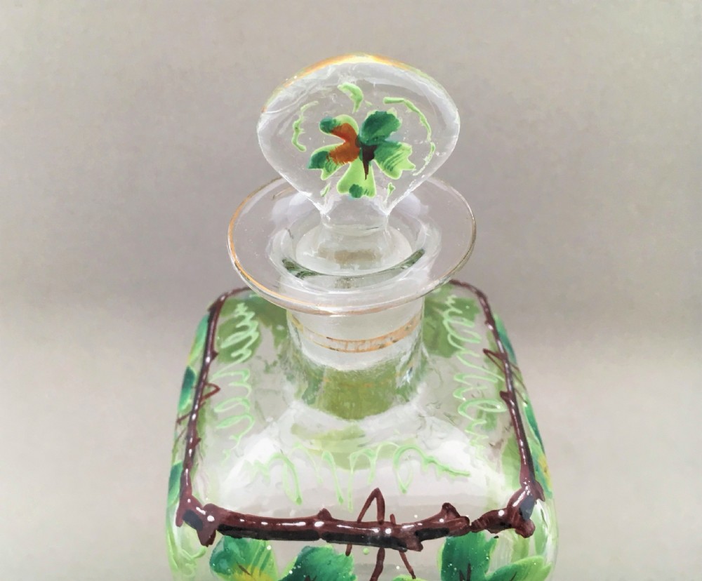 A lovely enamel painted Victorian liqueur decanter View V
