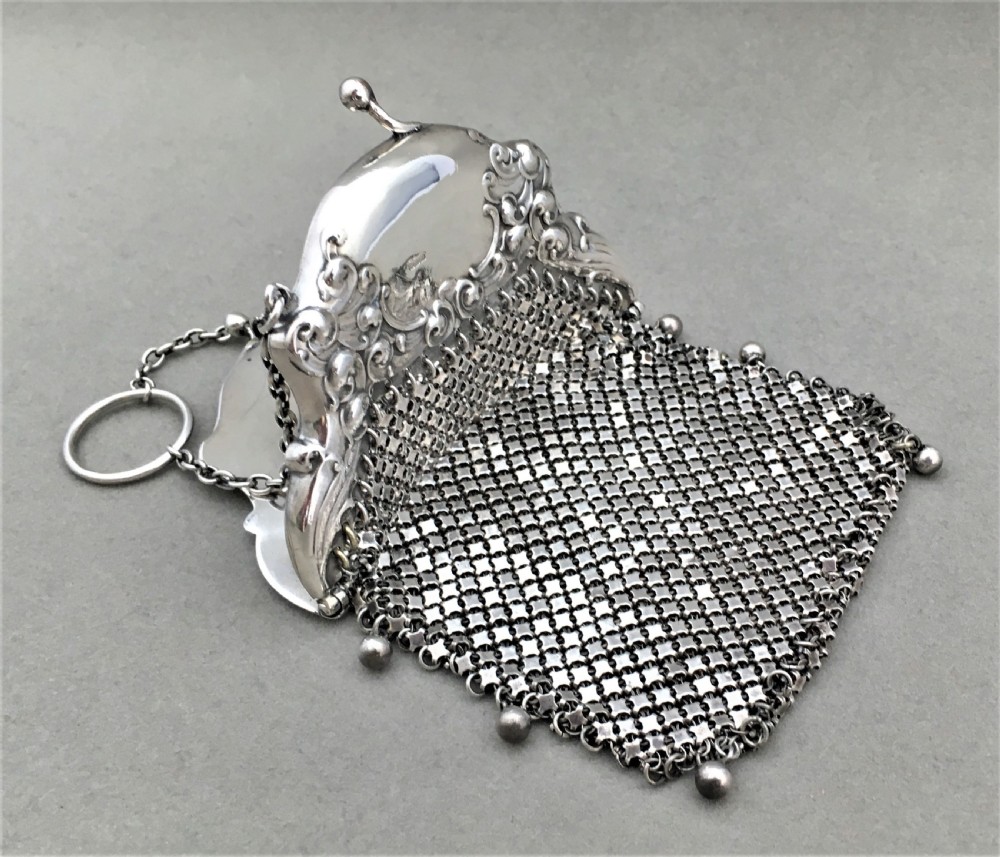 An exquisite silver chain mail purse by Gorham of America View IV