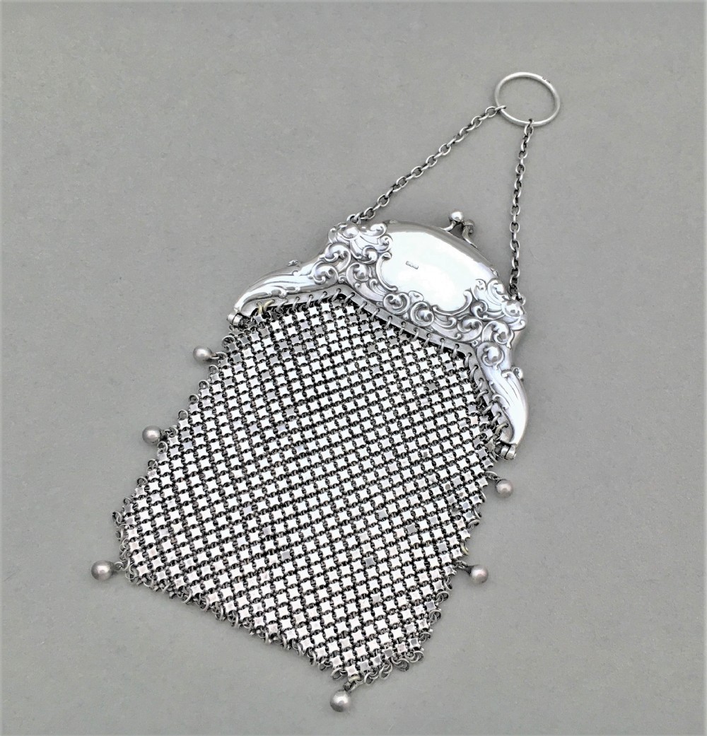 An exquisite silver chain mail purse by Gorham of America