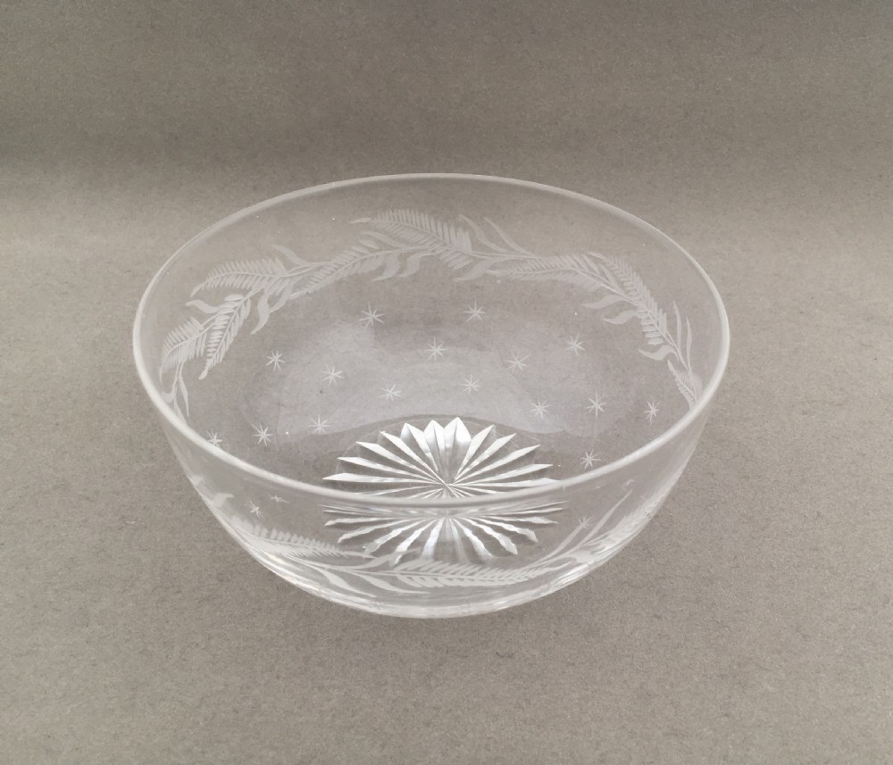 A charming star etched & cut glass finger bowl