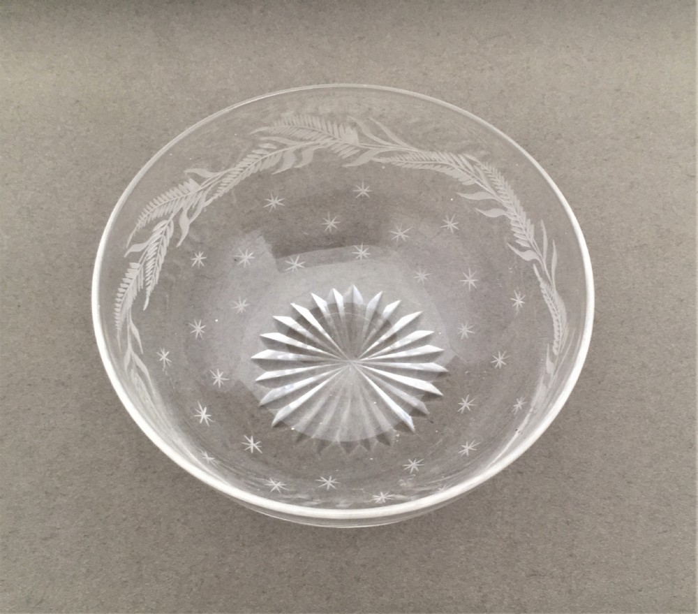 A charming star etched & cut glass finger bowl View II