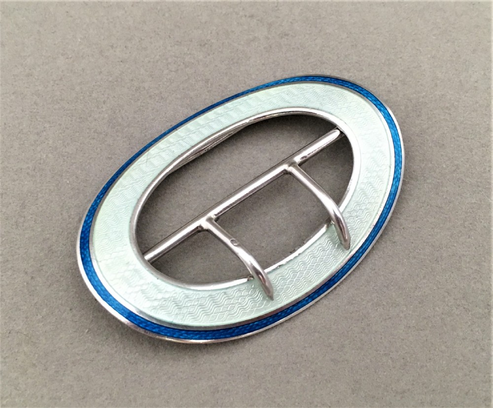 A beautiful silver & guilloche enamel belt buckle