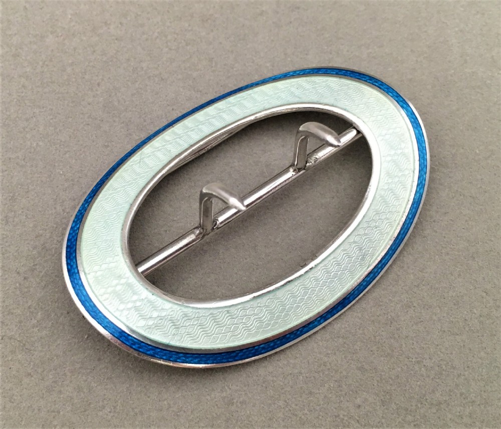 A beautiful silver & guilloche enamel belt buckle View II