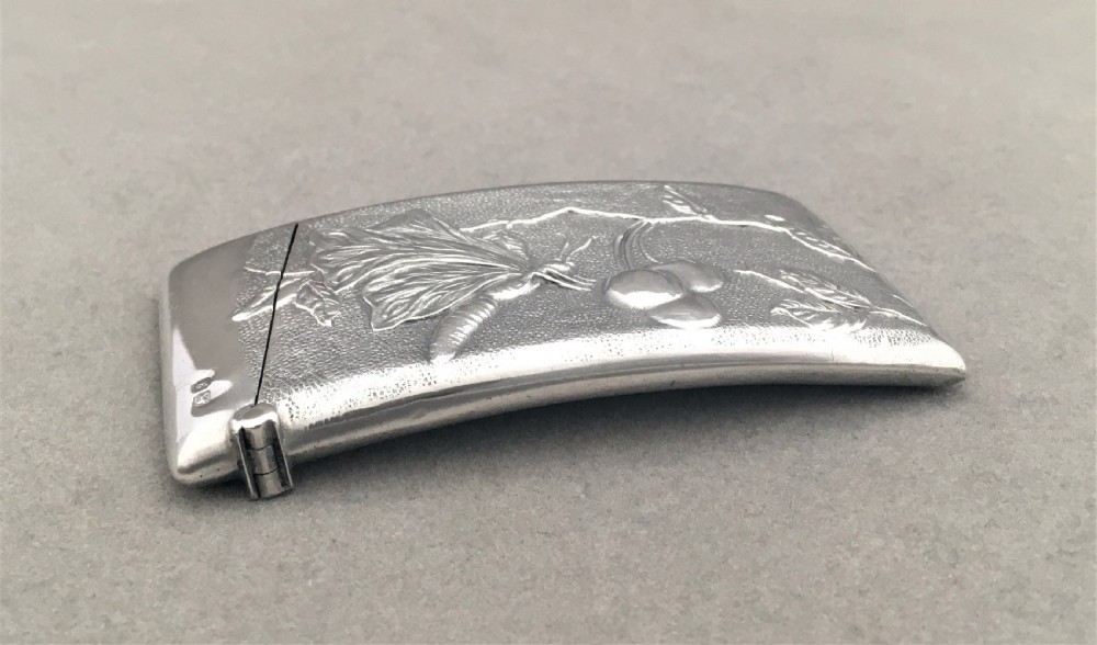 A fabulous Edwardian naturalistic silver card case View II