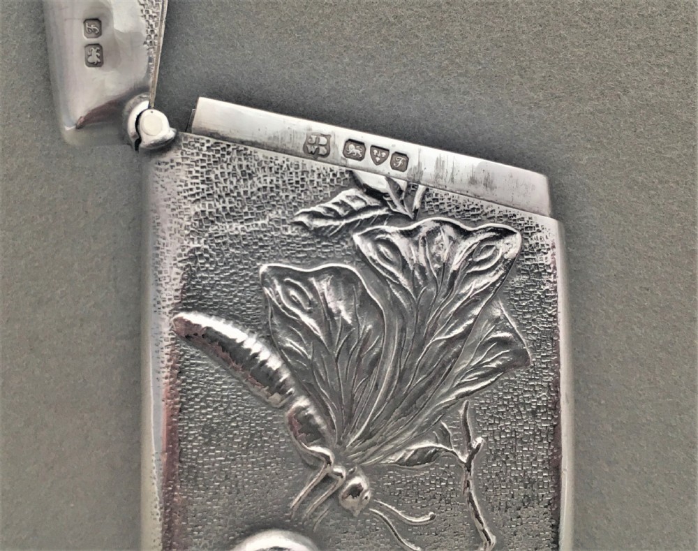 A fabulous Edwardian naturalistic silver card case View V
