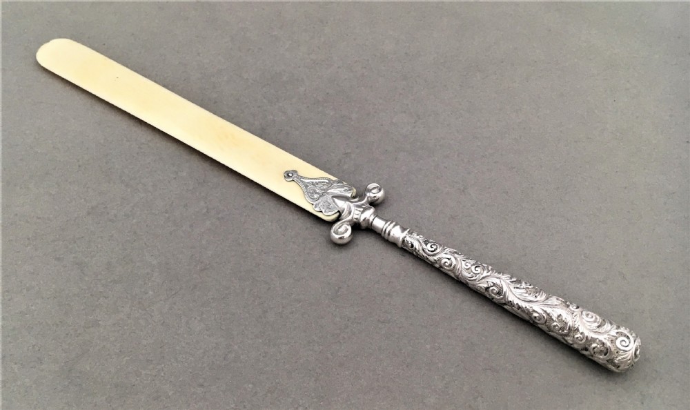 A gorgeous silver letter opener or paper knife
