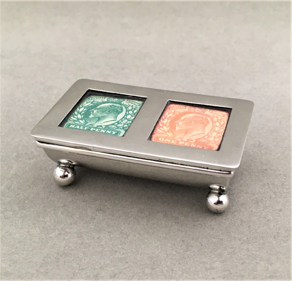 An excellent silver double stamp box