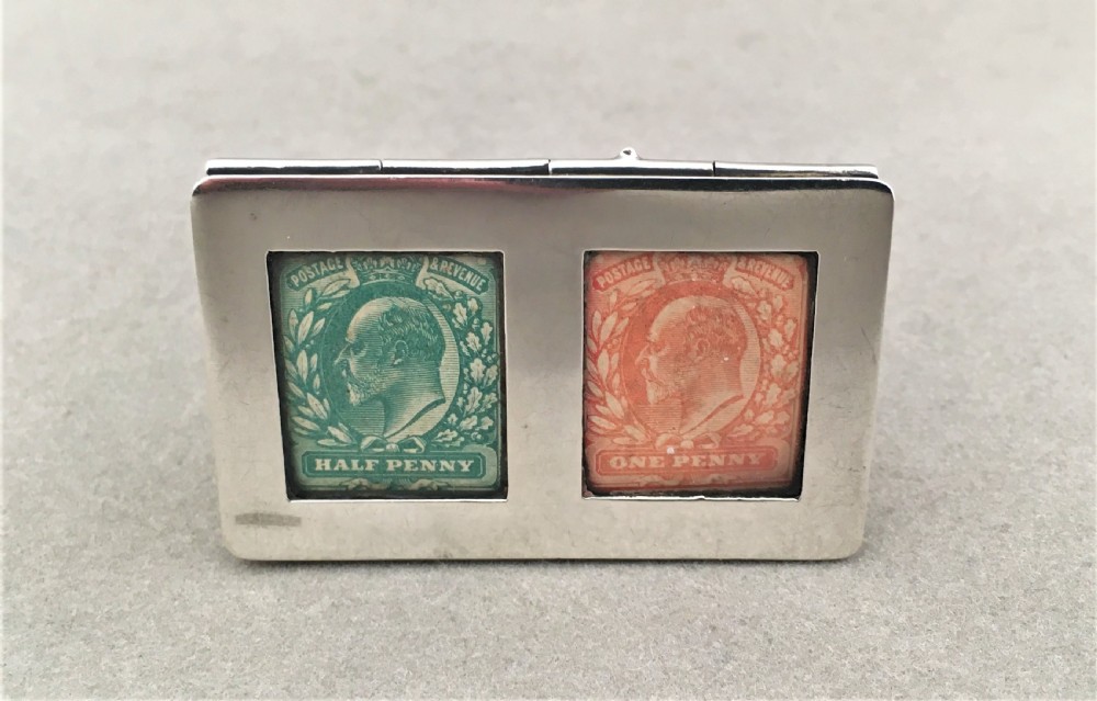 An excellent silver double stamp box View IX