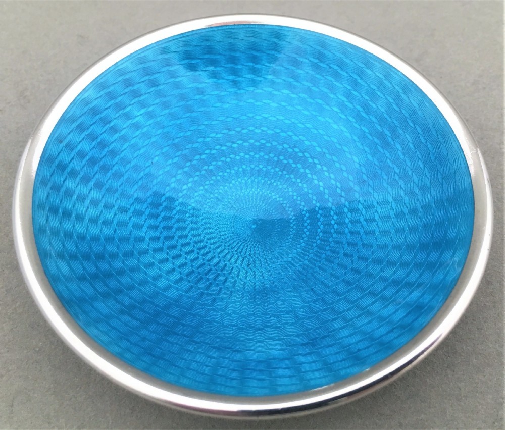 A stunning silver & blue guilloche enamel trinket or pin dish View V